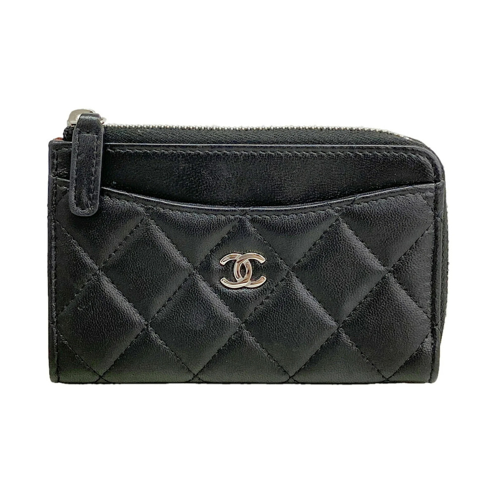 Chanel Matelassé Lambskin Wallet/Coin Case, Black, Women's